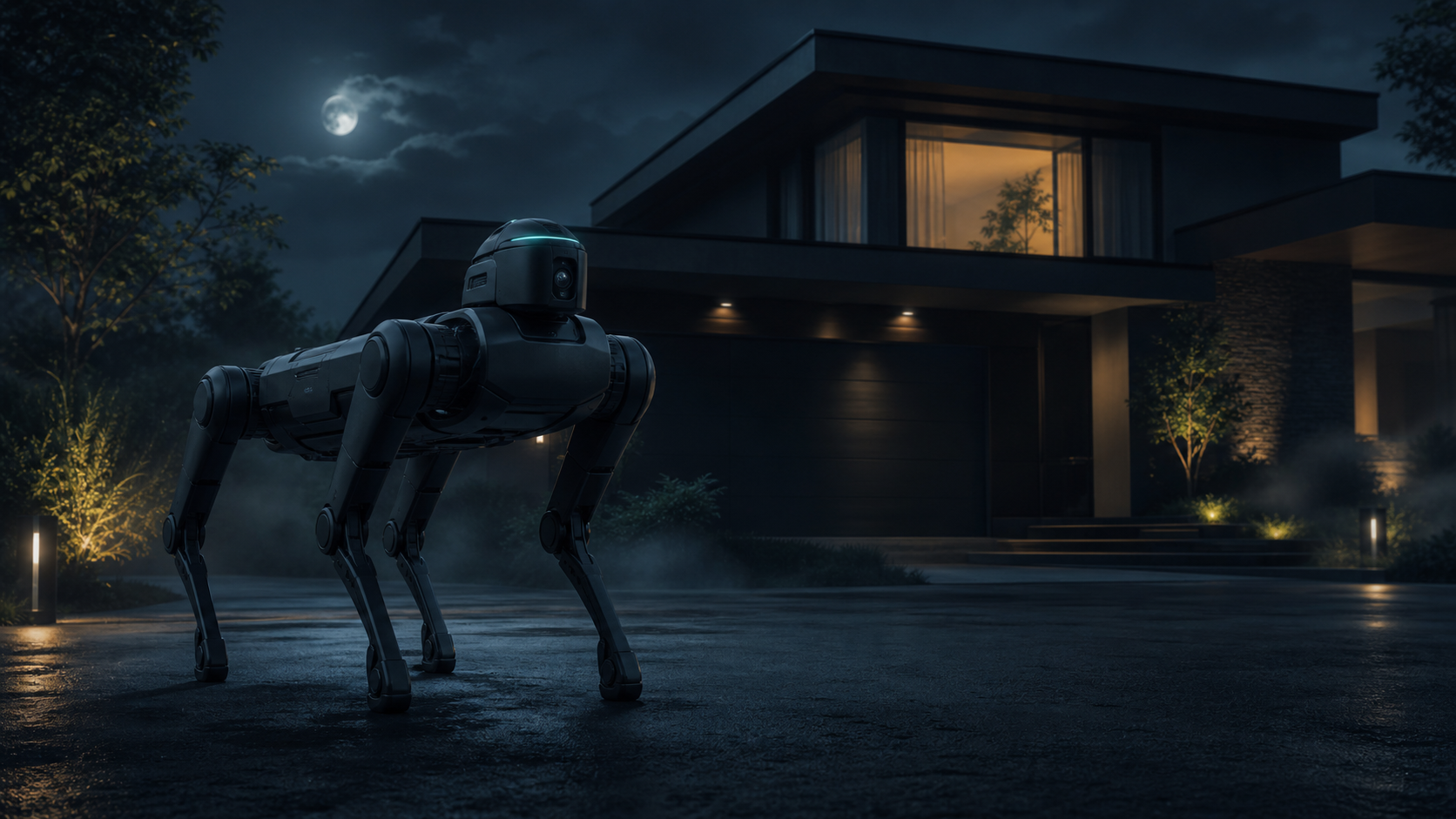 RoboDog als Nacht-Wächter vor dem Haus